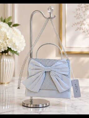 Blush Silver Women's Bag with Bow Accent